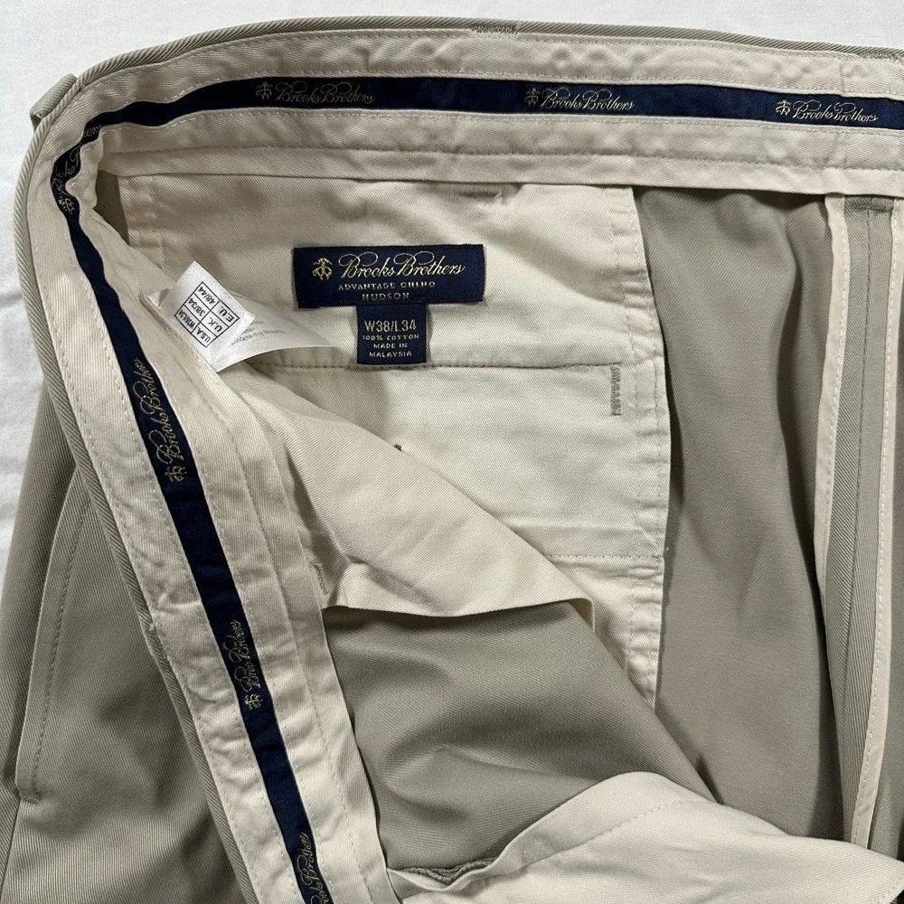 Brooks Brothers Advantage Chino Hudson Pants Mens‎ 38x34 Khaki Preppy
